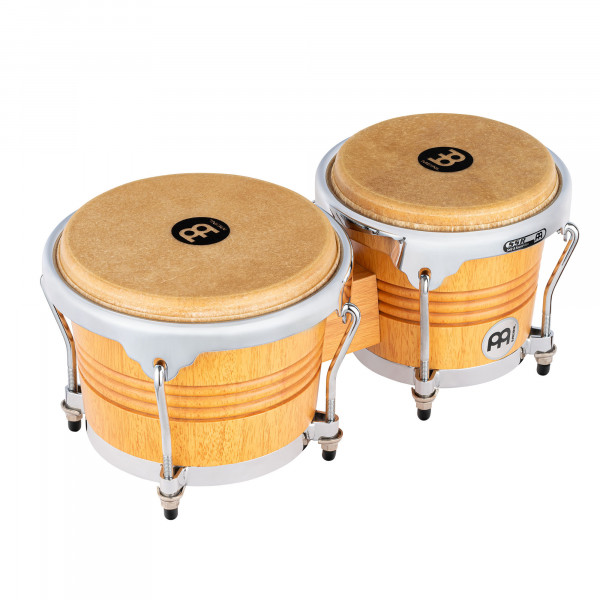 MEINL Percussion Wood Bongo 6 3/4" Macho & 8" Hembra - Super Natural/Chrome HW (WB200SNT-M)