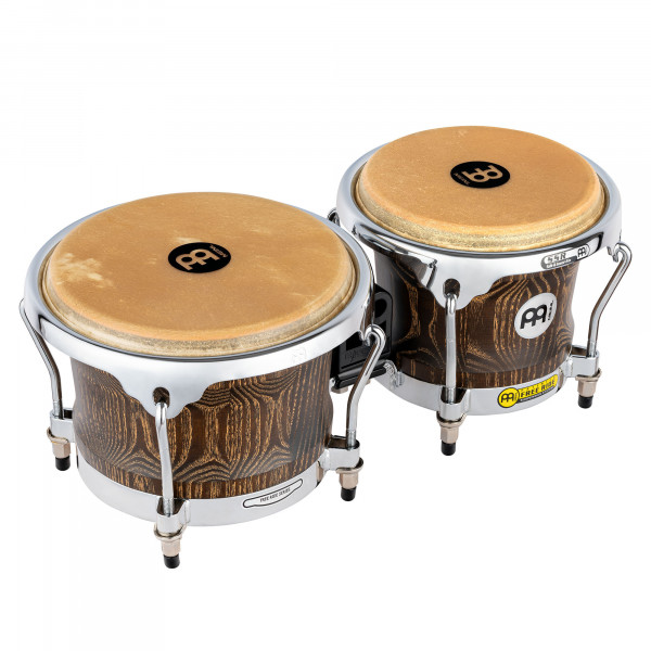 MEINL Percussion Woodcraft Serie Wood Bongo 7" Macho / 8 1/2" Hembra - Vintage Brown/Chrome HW (WB400VBR-M)