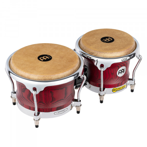 MEINL Percussion Woodcraft Serie Wood Bongo 7" Macho & 8 1/2" Hembra - Vintage Red/Chrome HW (WB400VR-M)