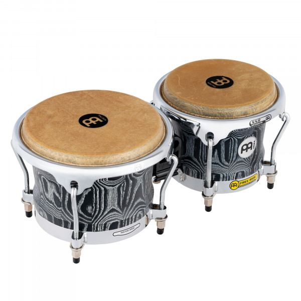 MEINL Percussion Woodcraft Serie Wood Bongo 7" Macho / 8 1/2" Hembra - Vintage Black/Chrome HW (WB400VBK-M)